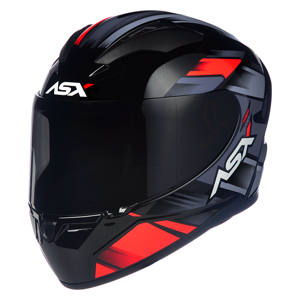 Capacete ASX City  Start Brilho Preto/Vermelho/Cinza
