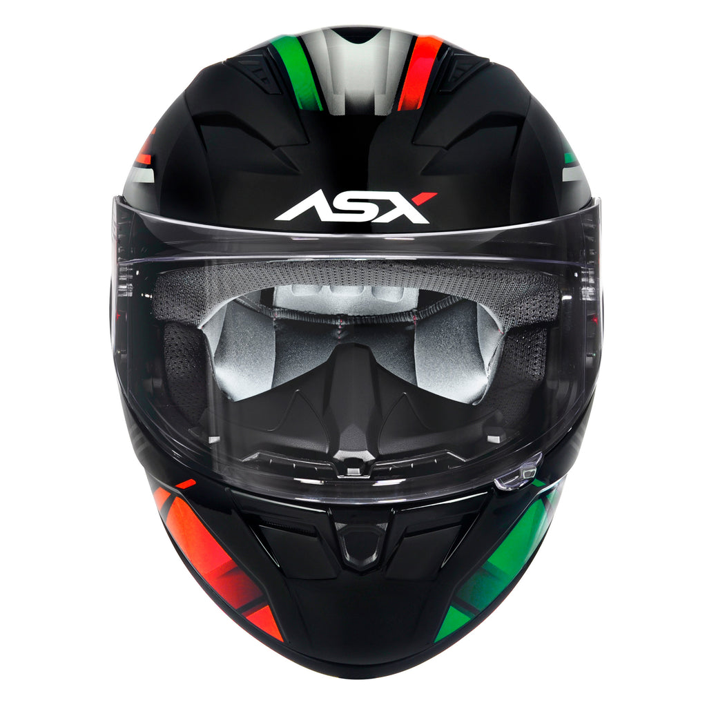Capacete ASX City  Start Brilho Preto/Vermelho/Verde