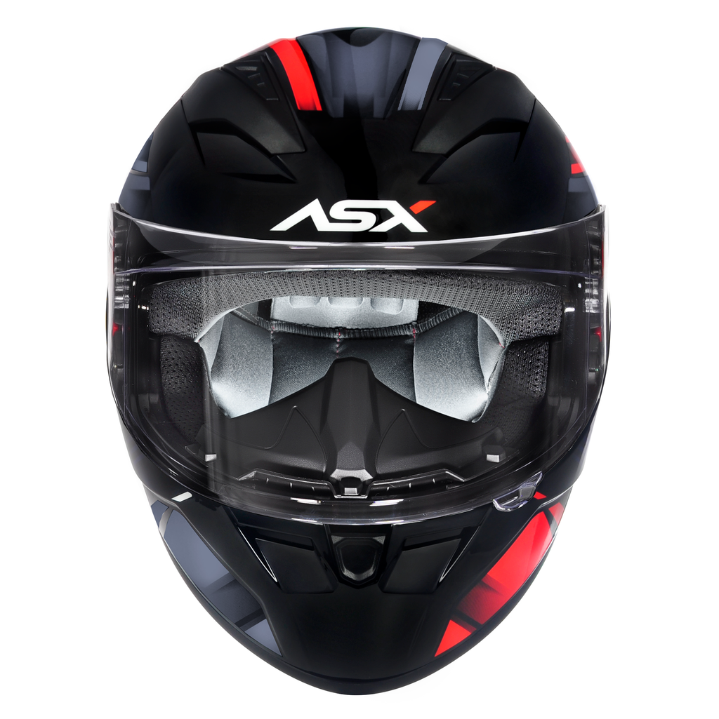 Capacete ASX City  Start Brilho Preto/Vermelho/Cinza