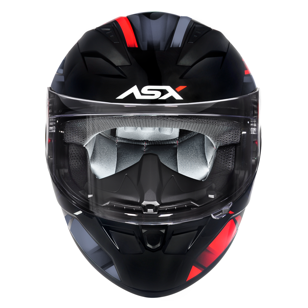 Capacete ASX City  Start Brilho Preto/Vermelho/Cinza