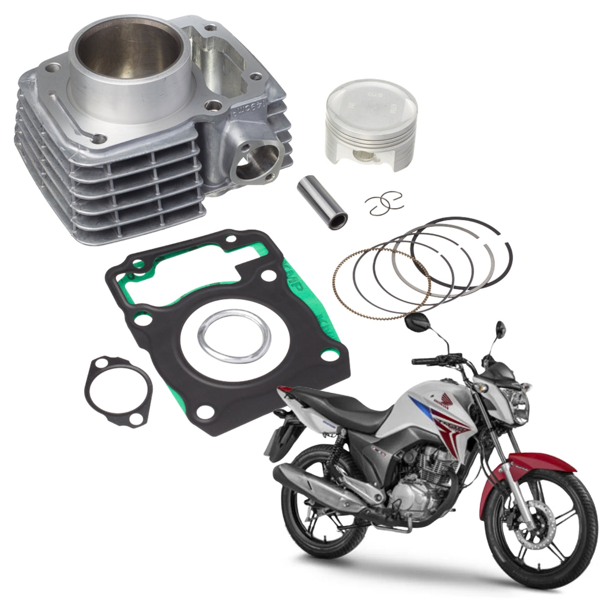 KIT COM CILINDRO PISTAO KMP HONDA CG TITAN FAN 150