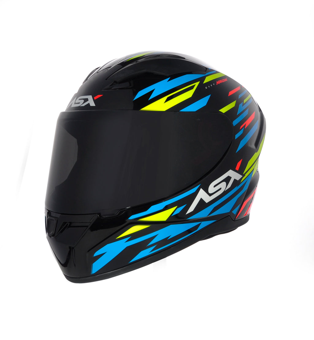 Capacete ASX City Arrow Brilho Preto/Azul/Amarelo