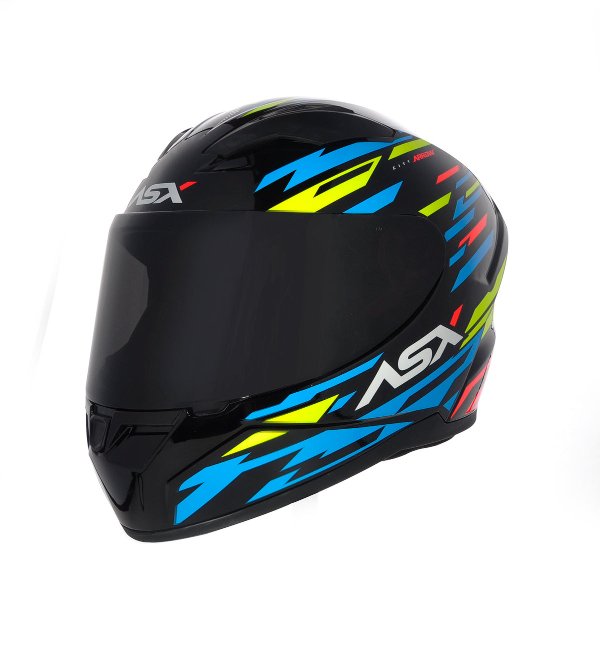 Capacete ASX City Arrow Brilho Preto/Azul/Amarelo
