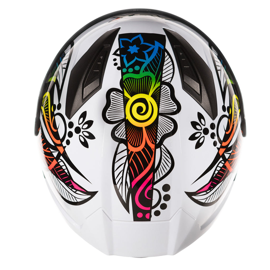 Capacete ASX City Flowers Brilho Branco/Preto Color
