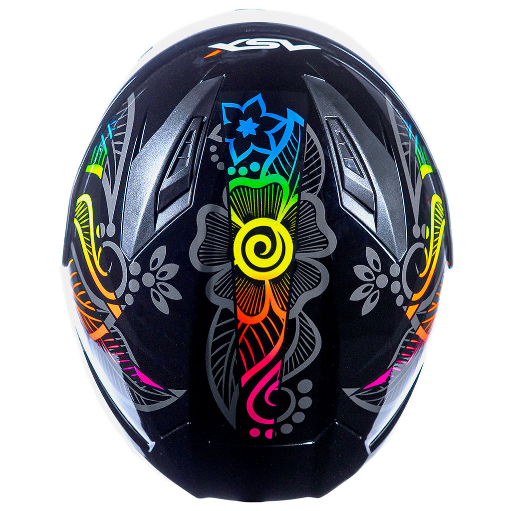 Capacete ASX City Flowers Brilho Preto Grafite Color