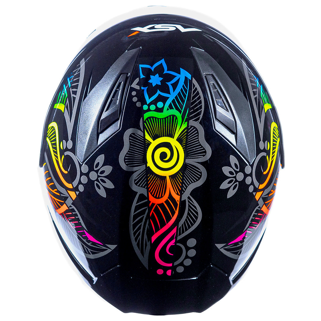 Capacete ASX City Flowers Brilho Preto Grafite Color