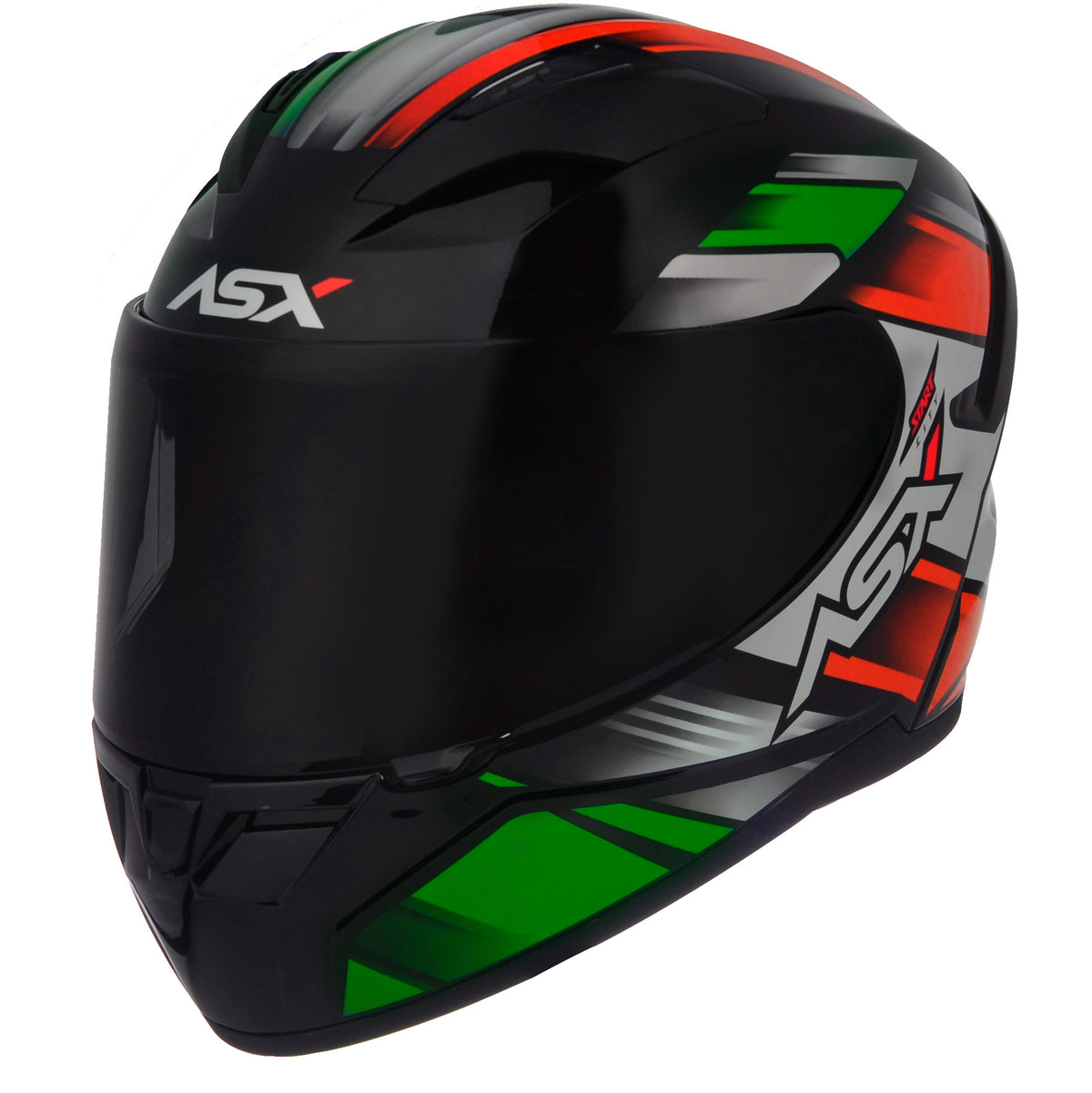 Capacete ASX City  Start Brilho Preto/Vermelho/Verde