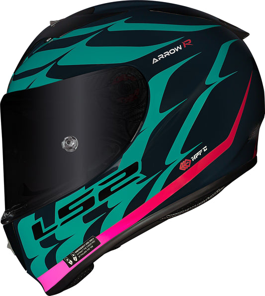 Capacete Ls2 Arrow R ff323 Flames Preto Verde