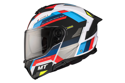 Capacete Mt Helmets Atom 2 SV BAST A0 Branco Pérola Brilhante
