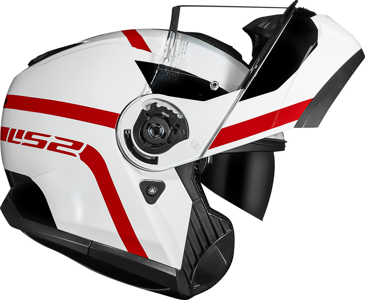 Capacete Ls2 Strobe II ff908 Autox Branco Vermelho