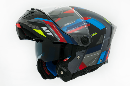 Capacete Mt Helmets Atom 2 SV ast A2 Cinza Azul Matte