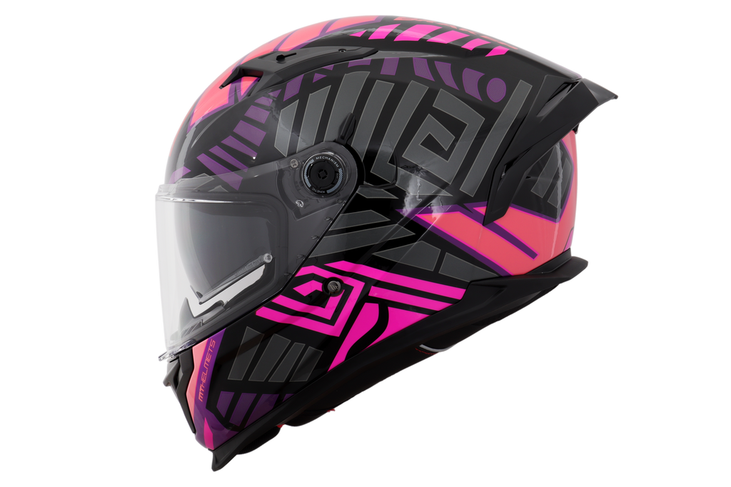 Capacete Mt Helmets Braker SV Zebra B8 Preto Rosa Flourescente Brilho
