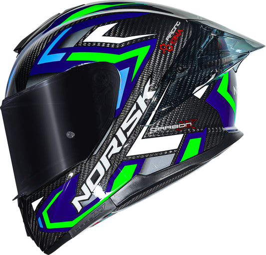 Capacete Norisk Carbon R Spot Azul Verde