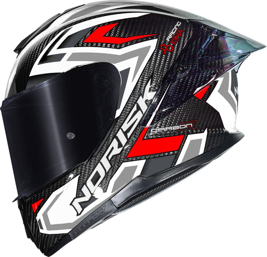 Capacete Norisk Carbon R Spot Branco Vermelho