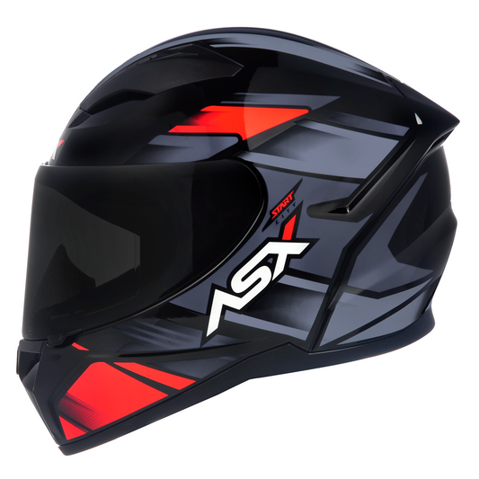 Capacete ASX City  Start Brilho Preto/Vermelho/Cinza