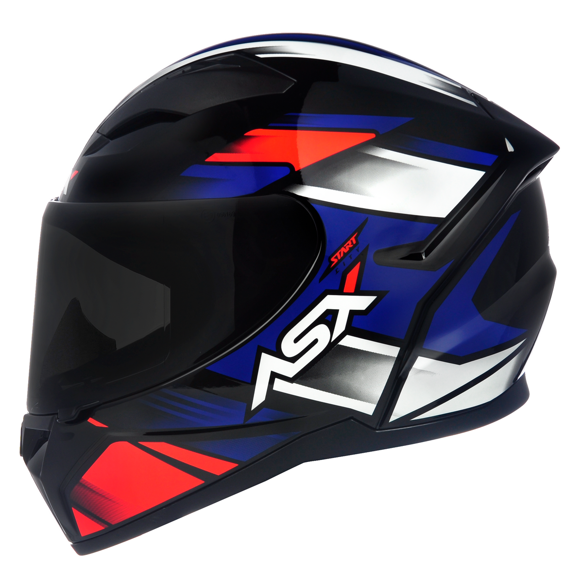 Capacete ASX City Start Brilho Preto/Vermelho/Azul