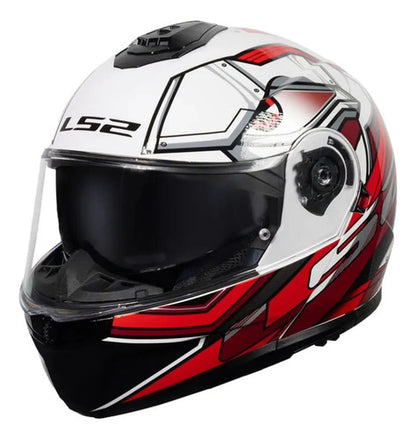 Capacete Escamoteável LS2 FF908 Strobe II Xdron com Óculos Solar Branco Vermelho