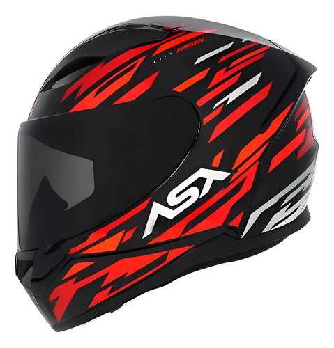 Capacete ASX City Arrow Preto Vermelho Branco Brilhante