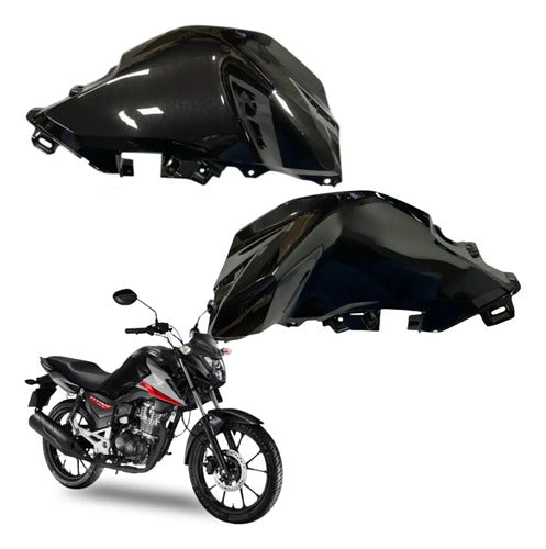 Par de Capas do Tanque Paramotos Honda Cg 160 Titan 2025 em diante Preto Metálico