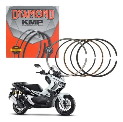 Jogo de Anéis do Pistão KMP Dyamond Honda Adv 150 2021 a 2024 Pcx 150 2016 a 2022 0,75