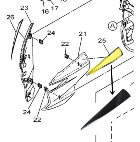 Adesivo da Carenagem Lateral do Farol Esquerda Yamaha Fazer Fz25 250 2022 a 2023 Preto