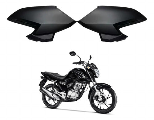 Par de Aletas Abas do Tanque Paramotos Honda Cg 160 Fan 2022 a 2024 Preto Fosco
