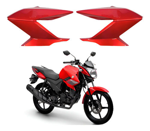 Par de Guias de Ar Abas do Tanque Paramotos Yamaha Fazer 150 2014 a 2024 Vermelho Metálico
