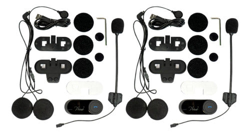Par de Intercomunicadores de Capacete Motocom Prime Universal Bluetooth com Rádio FM