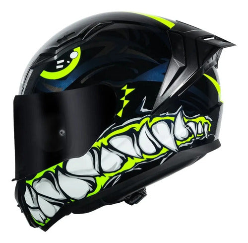 Capacete LS2 FF810 Vigo Sarbul Preto Amarelo Azul Brilhante