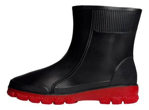 Bota de Chuva Protector Life Cano Médio Preto Vermelho