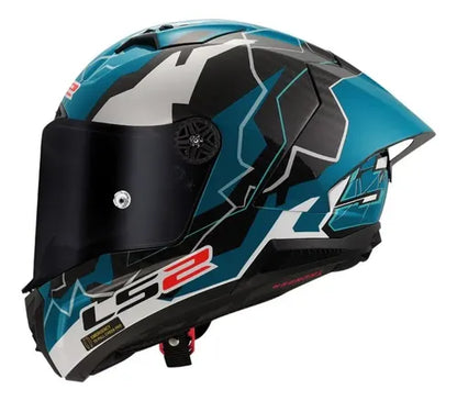 Capacete LS2 FF805 Thunder C GP Huertas Replica com Spoiler Azul Preto Brilhante