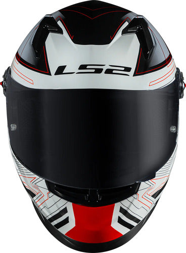 Capacete LS2 FF358 S Digital com Spoiler Preto Branco Vermelho Brilhante