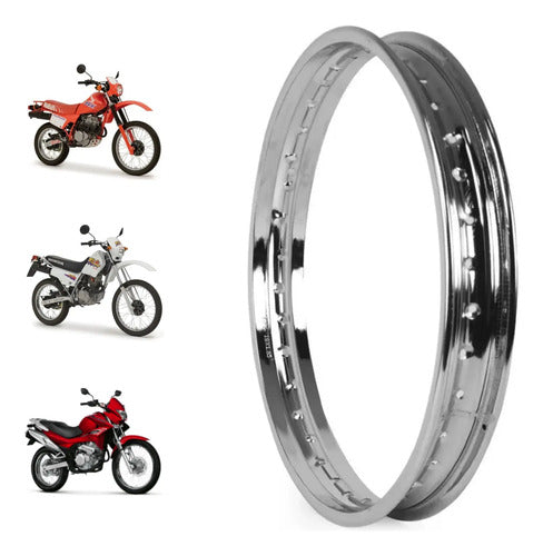Aro de Roda Dianteira Smartfox Honda Xlr Xls 125 Tornado 250 Nx 400 Falcon Xr 200r 1.85x21 Cromado