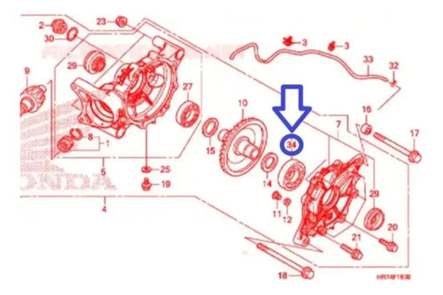 Rolamento do Diferencial Traseiro Esquerdo Iron Honda Trx 420 Fourtrax 2008 a 2013