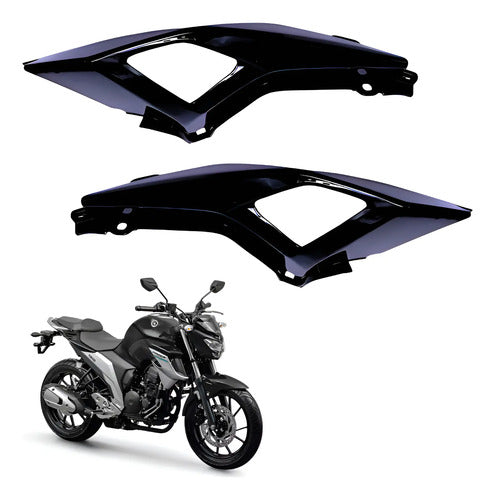 Par de Rabetas Laterais Paramotos Yamaha Fazer Fz25 250 2018 a 2025 Preto Brilhante