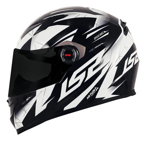 Capacete LS2 FF358 Draze Preto Branco Brilhante