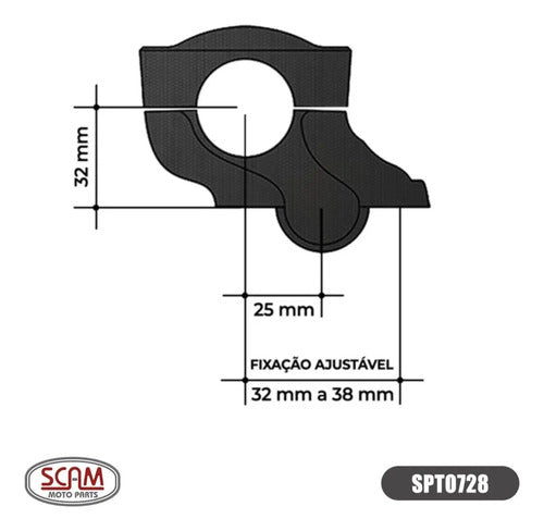 Riser Fixo Adaptador de Guidão Scam Bajaj Dominar 400 2023 em diante Preto Fosco