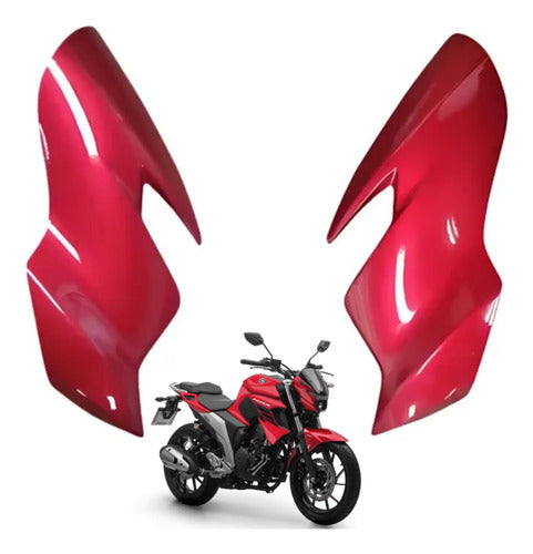 Par de Bananinhas Carenagens Laterais do Farol Paramotos Yamaha Fazer Fz25 250 2022 a 2024 Vermelho