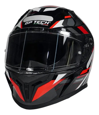 Capacete GP Tech Sense Motion Preto Cinza Vermelho Brilhante