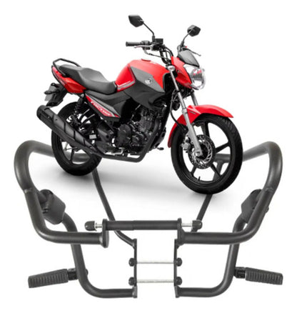Protetor de Motor com Pedaleira Chapam Yamaha Factor 125 Fazer Factor 150 Preto Fosco