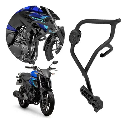 Protetor de Motor com Pedaleira Scam Yamaha Fazer Fz25 250 2018 em diante Preto Fosco