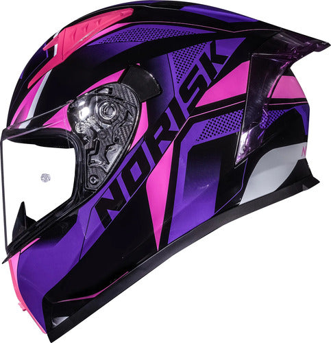 Capacete Norisk Flow Pulse com Spoiler Roxo Rosa Tamanho 56/S
