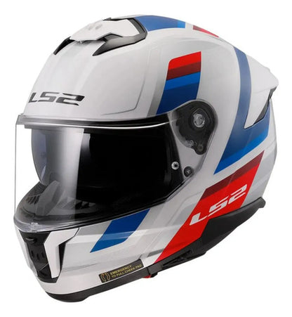 Capacete LS2 FF818 Storm III Sporty com Óculos Solar Interno Branco Azul Vermelho