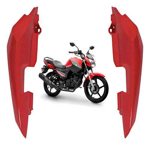 Par de Rabetas Laterais Paramotos Yamaha Factor 150 2016 a 2023 Vermelho Metálico