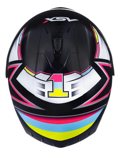 Capacete ASX Draken Pilot Preto Colorido Brilhante