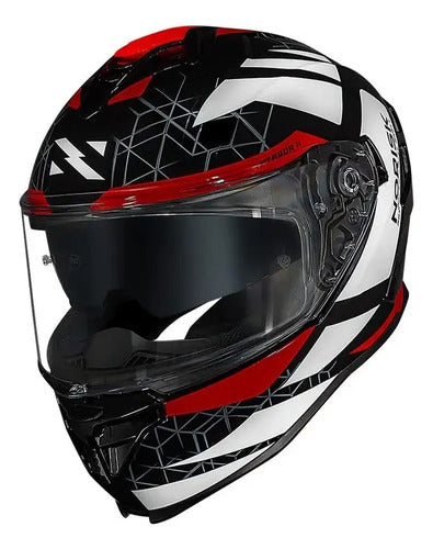 Capacete Norisk Strada II Evoque com Óculos Solar Preto Branco Vermelho Brilhante