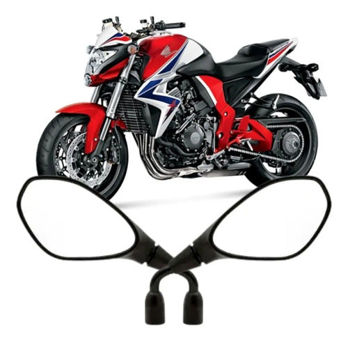 Par de Retrovisores GVS RVG Haste Curta Universal Rosca Honda Lente Convexa