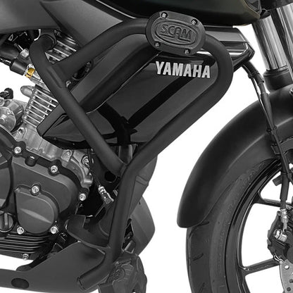 Protetor de Motor com Pedaleira Scam Yamaha Fazer Fz15 150 2025 em diante Preto Fosco