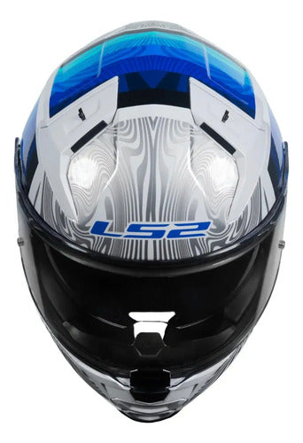 Capacete LS2 FF811 Vector II Freedom com Óculos Solar Interno Branco Prata Brilhante
