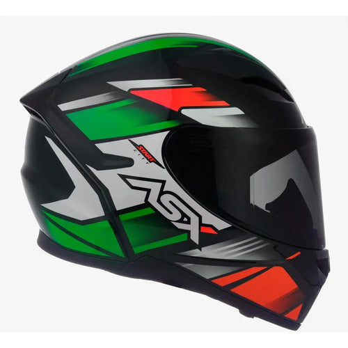 Capacete ASX City Start Branco Vermelho Verde Brilhante